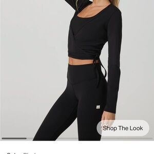 Vuori Black Long Sleeve Wrap Top